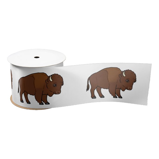 Bison Cartoon 3" Satin Ribbon (Spool)