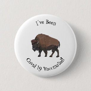 Bison cartoon illustration 6 cm round badge