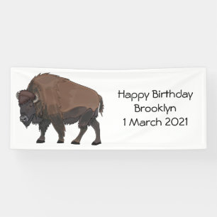 Bison cartoon illustration banner