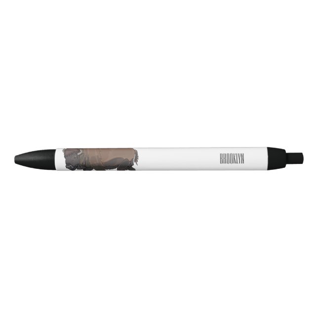 Bison cartoon illustration black ink pen (Front)