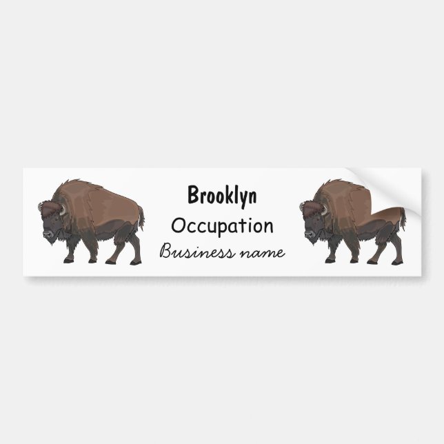 Bison cartoon illustration bumper sticker (Front)