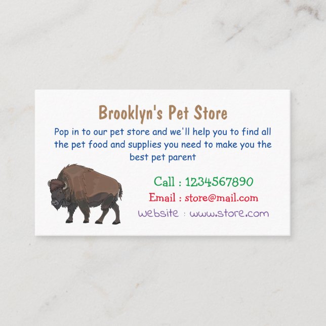 Bison cartoon illustration business card (Front)