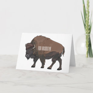 Bison cartoon illustration card