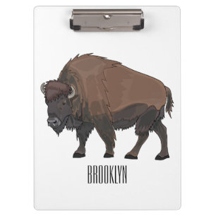 Bison cartoon illustration clipboard
