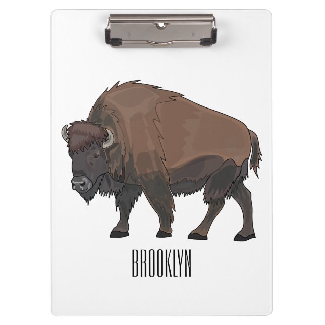 Bison cartoon illustration clipboard (Front)