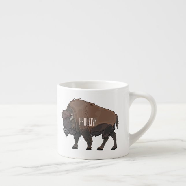 Bison cartoon illustration espresso cup (Right)