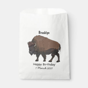 Bison cartoon illustration favour bag