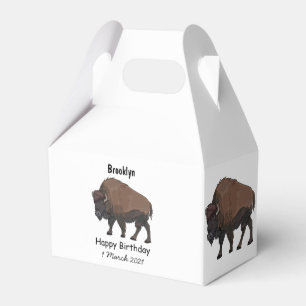Bison cartoon illustration favour box
