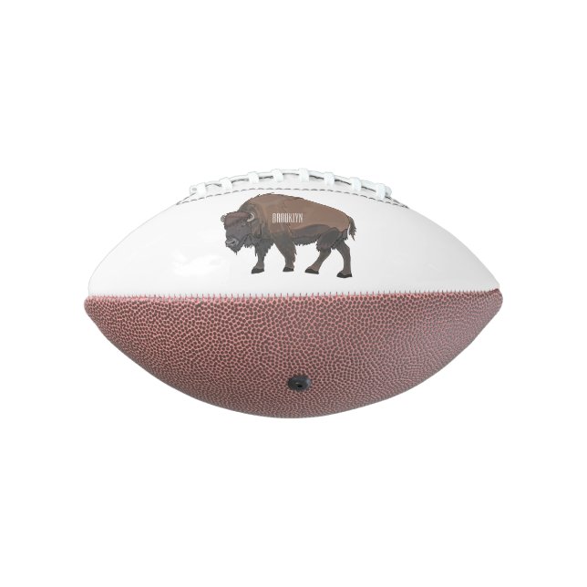 Bison cartoon illustration football (Rotated 270)
