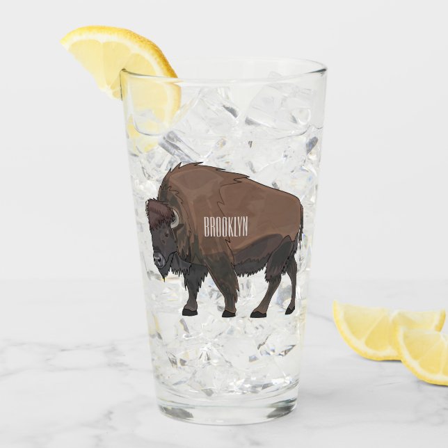 Bison cartoon illustration glass (Front Ice)