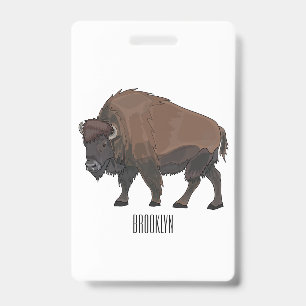 Bison cartoon illustration ID badge