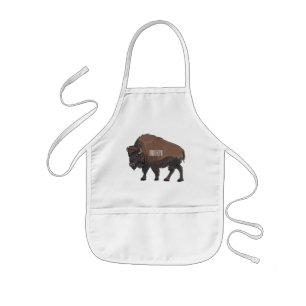Bison cartoon illustration kids apron