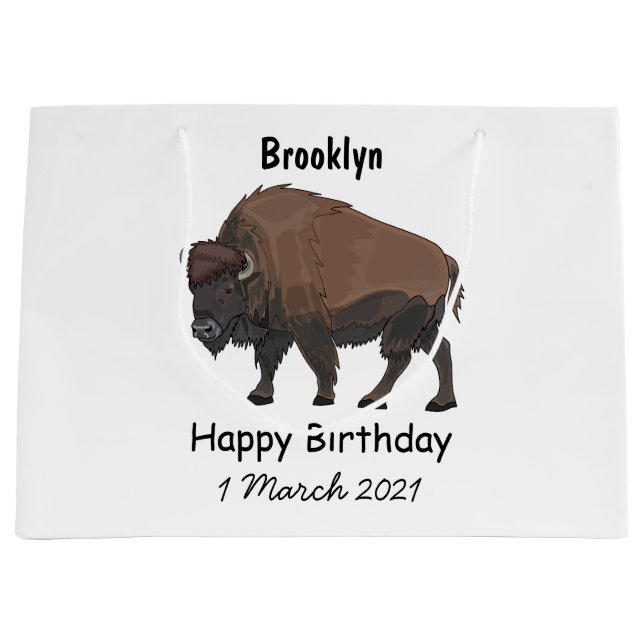 Bison cartoon illustration large gift bag (Front)