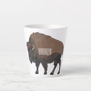 Bison cartoon illustration latte mug