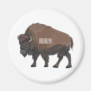 Bison cartoon illustration magnet