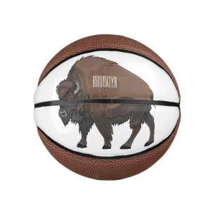 Bison cartoon illustration mini basketball