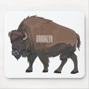 Bison cartoon illustration mouse pad