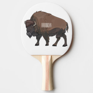 Bison cartoon illustration ping pong paddle