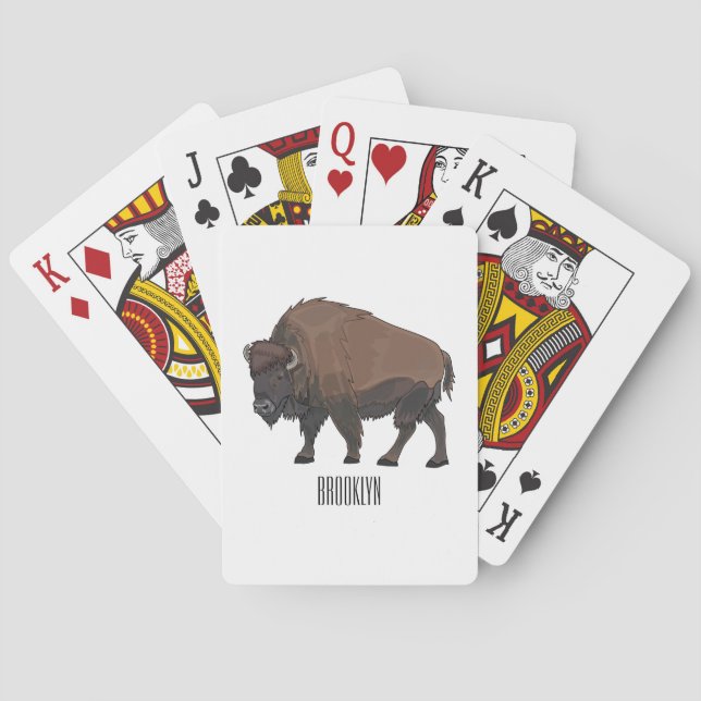Bison cartoon illustration playing cards (Back)