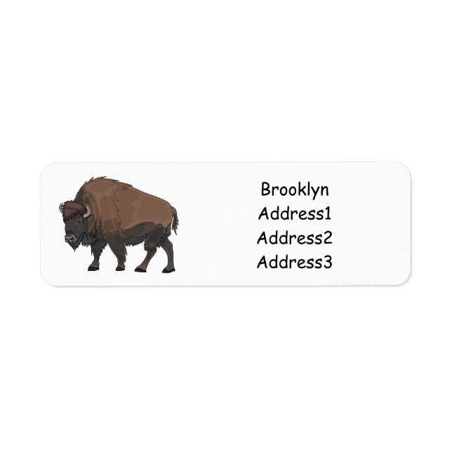 Bison cartoon illustration return address label (Front)