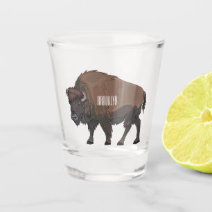 Bison cartoon illustration shot glass