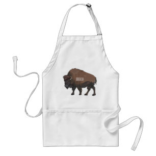 Bison cartoon illustration standard apron