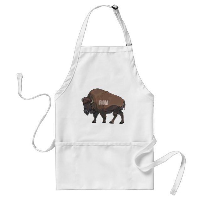 Bison cartoon illustration standard apron (Front)