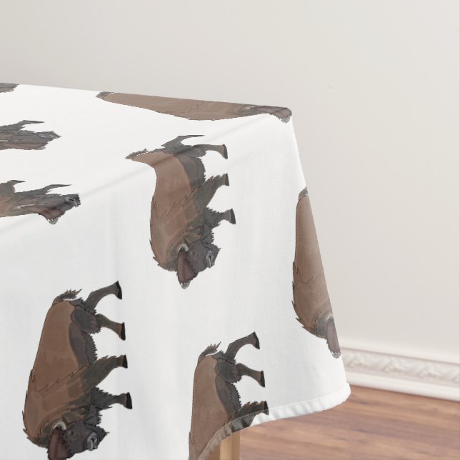 Bison cartoon illustration tablecloth (In Situ)