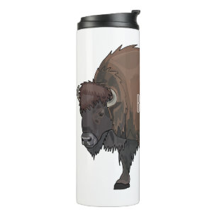 Bison cartoon illustration thermal tumbler