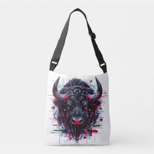 Bison_cyberpunk futuristic_animal digital_art Tote
