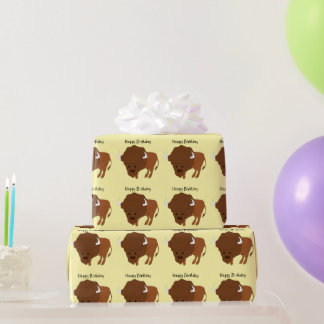 Bison Design Any Background Colour Birthday Gift Wrapping Paper