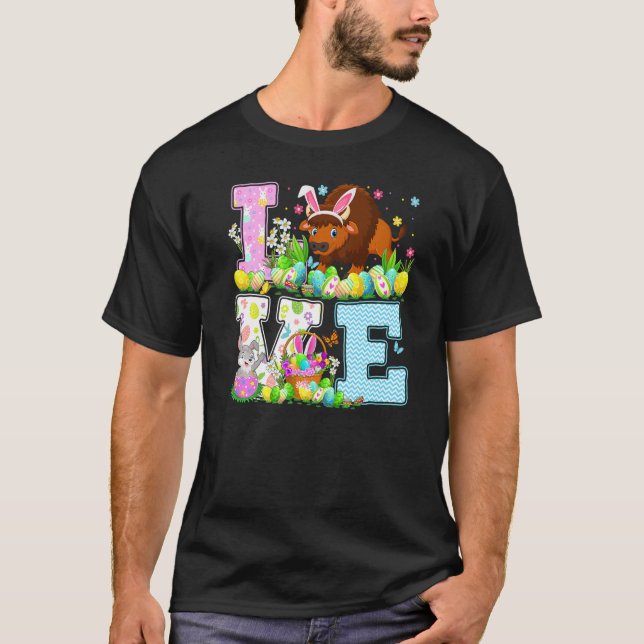 Bison Easter Egg Hunt Funny Love Bison Easter Sund T-Shirt (Front)