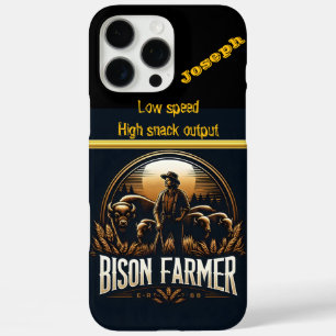Bison Farmer Stands Proudly Among His Herd at Dusk iPhone 16 Pro Max Case