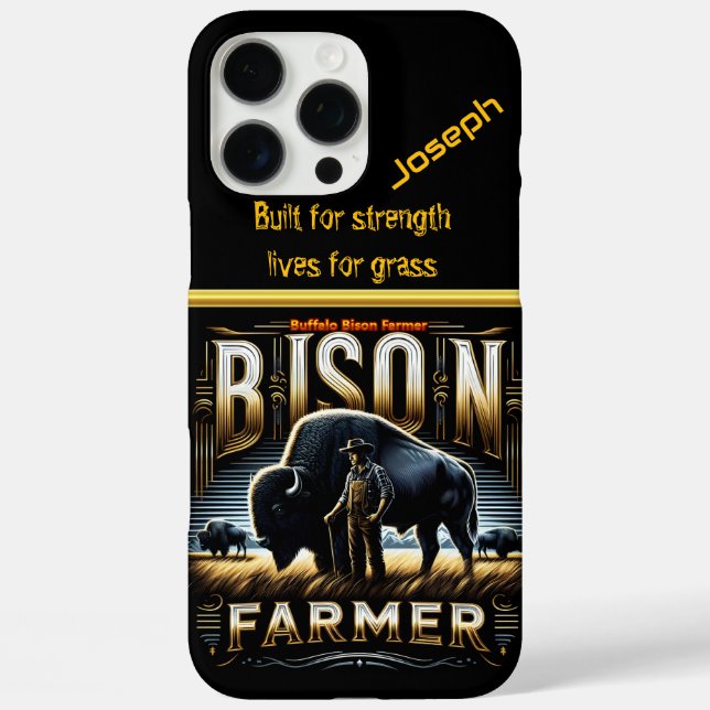 Bison Farmer Tending to Herds in a Golden Field Case-Mate iPhone Case (Back)
