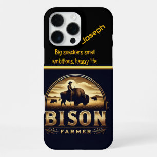 Bison Farmer Tending to His Herd in Golden Fields iPhone 16 Pro Max Case