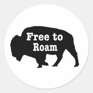 Bison Free To Roam Classic Round Sticker
