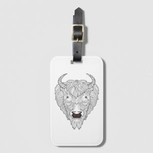 Bison Head Doodle Luggage Tag