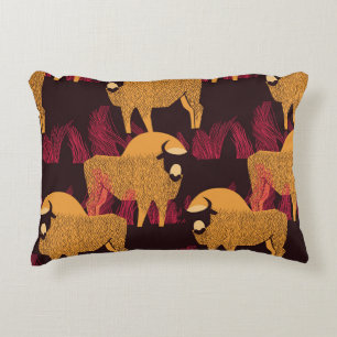 Bison High Grass: Field Pattern. Decorative Cushion
