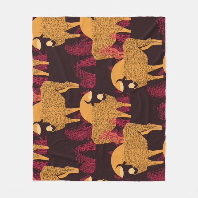 Bison High Grass: Field Pattern. Fleece Blanket (Front)