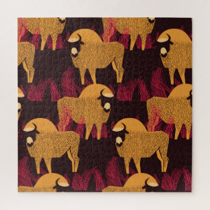 Bison High Grass: Field Pattern. Jigsaw Puzzle