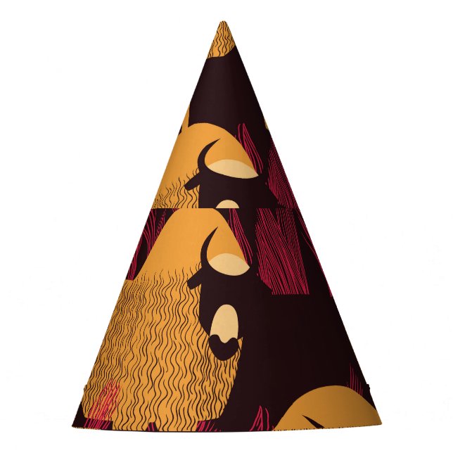Bison High Grass: Field Pattern. Party Hat (Front)