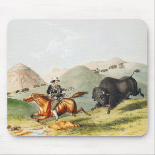 Bison hunting scene 1845 mouse pad