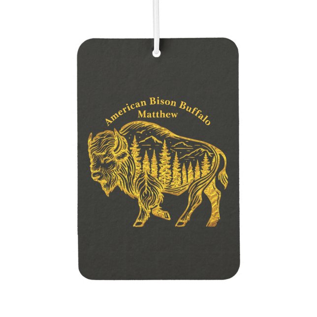 Bison in a Forest Illustration Car Air Freshener (Front)