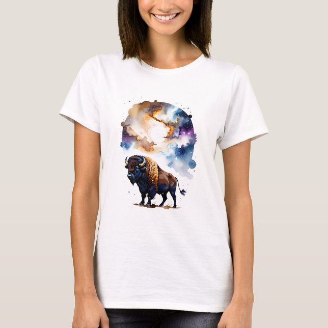 Bison in Cosmic Plains T-Shirt (Front)