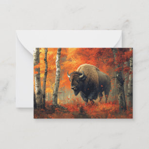 Bison in the Autumn Woods Artwork Card