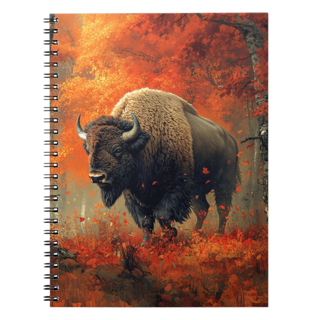Bison in the Autumn Woods Artwork Notebook (Front)
