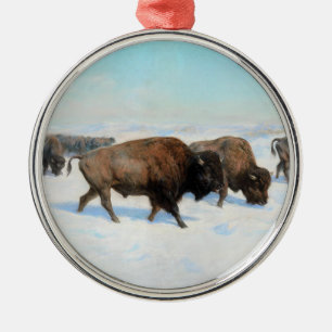 Bison in the Snow (by Rosa Bonheur) Metal Ornament