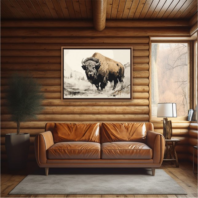 Bison in Woods Impressionist Painting - AI Poster (Creator Uploaded)