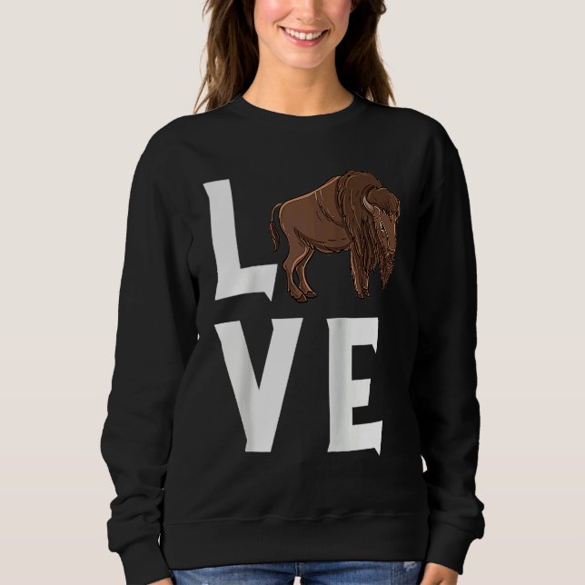 Bison Love Cow Buffalo National Park Western Wildl Sweatshirt (Front)