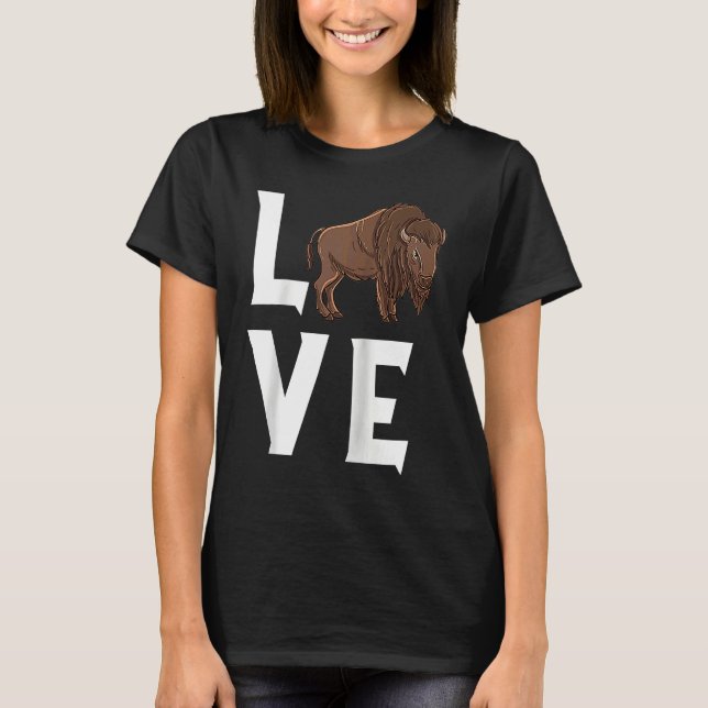 Bison Love Cow Buffalo National Park Western Wildl T-Shirt (Front)